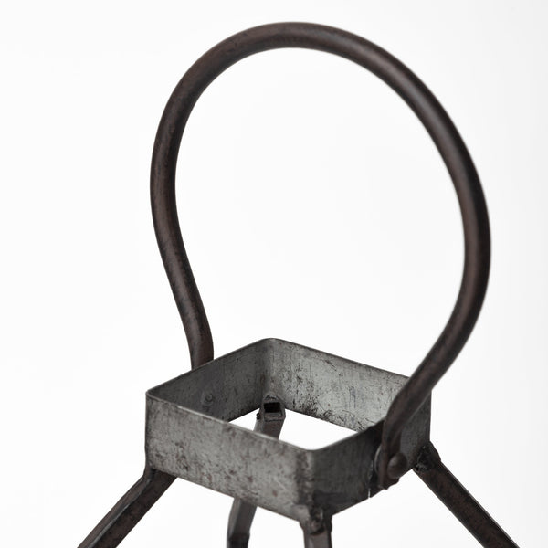 Kingston II Small Rustic Metal Framed Table Candle Holder