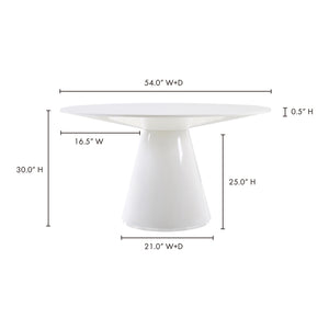 Otago 54" Round Dining Table in White