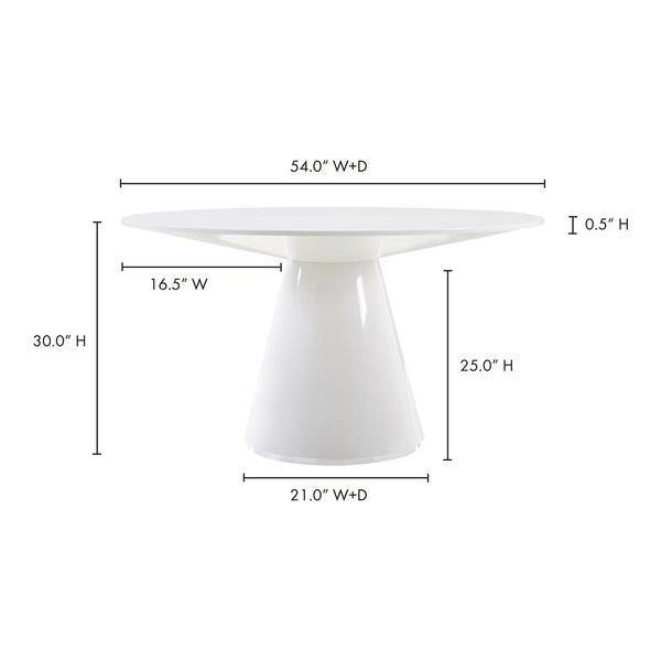 Otago 54" Round Dining Table in White