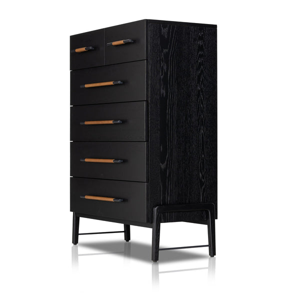 Rosedale 6 Drawer Tall Dresser - Ebony Oak Veneer