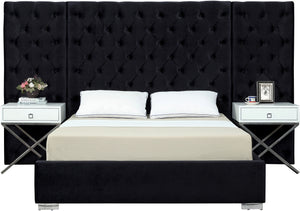 Irene Queen Bed In Black Velvet