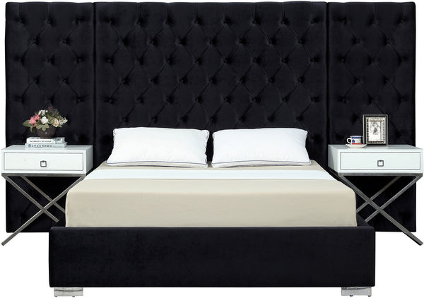 Irene Queen Bed In Black Velvet