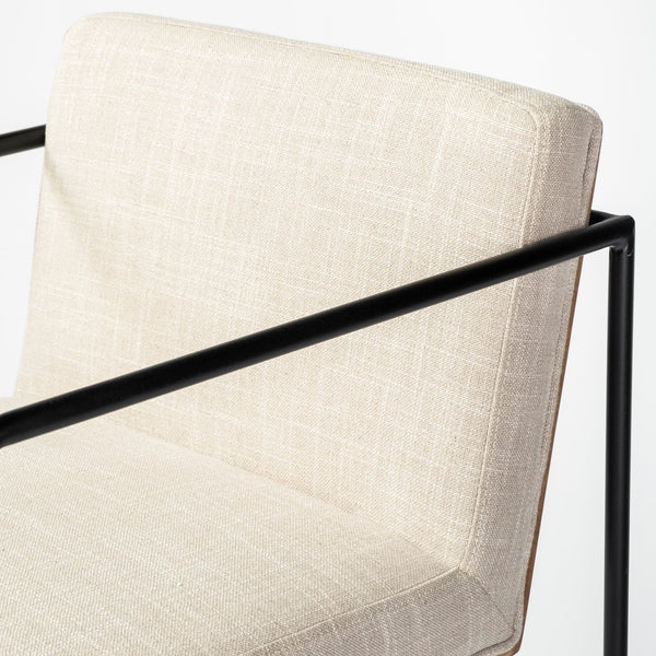 Stamford 36" Total Height Light Beige Upholstered Seat w/ Wood Back, Metal Frame Counter Stool