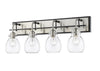 Kraken 4 Light Vanity in Matte Black + Brushed Nickel Finish