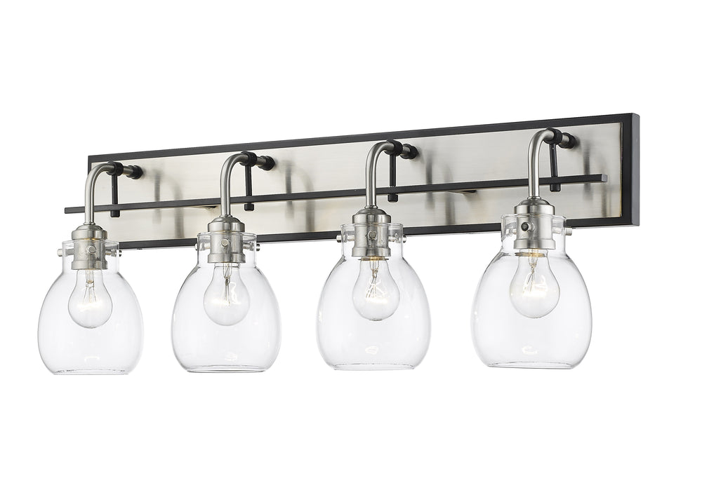 Kraken 4 Light Vanity in Matte Black + Brushed Nickel Finish