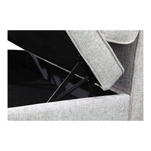 Covella Grey Storage Ottoman with Tufted Cushions