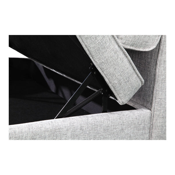 Covella Grey Storage Ottoman with Tufted Cushions