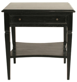 Oxford 1-Drawer Mahogany Side Table with Brass Pulls in Hand-Rubbed Black Finish