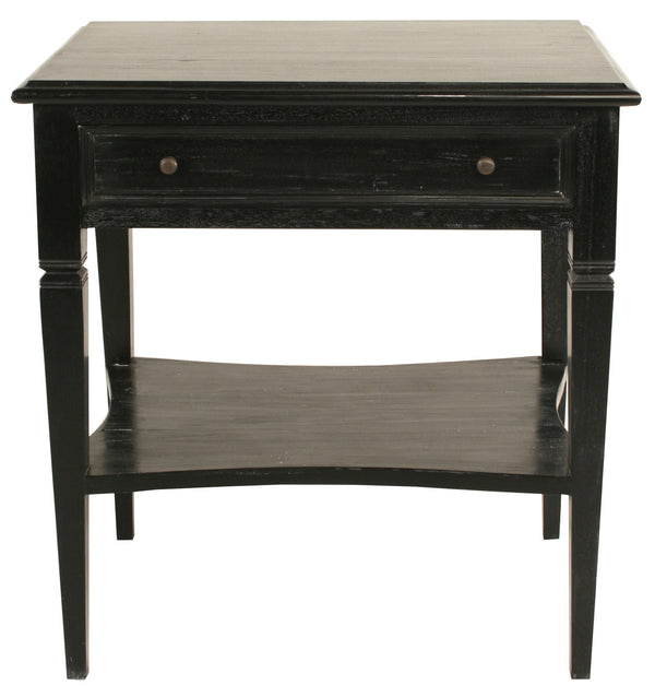 Oxford 1-Drawer Mahogany Side Table with Brass Pulls in Hand-Rubbed Black Finish