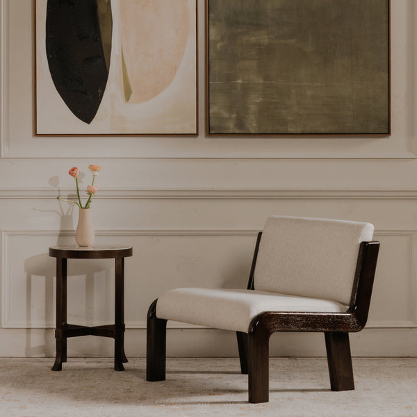 Moe's Holli Side Table White Marble with Bronze Frame