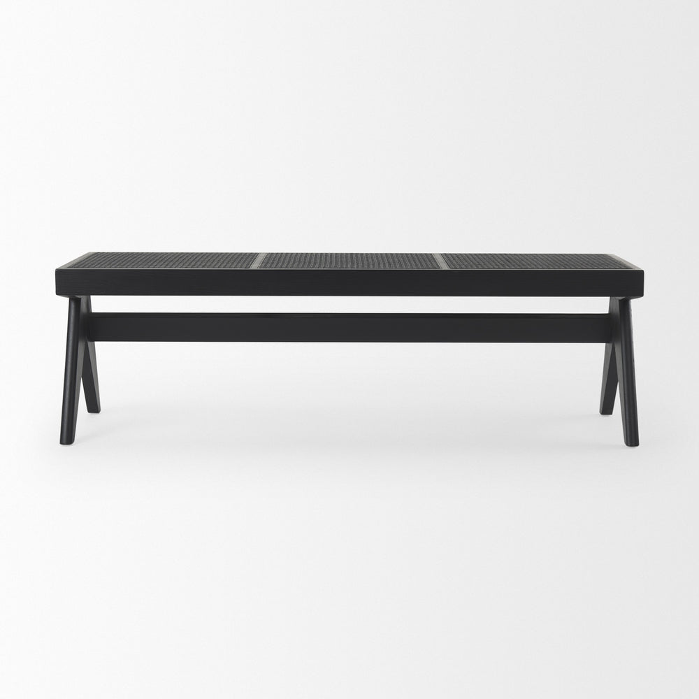 Arvin 59.1L x 17.7W x 18.1H Black Wooden Bench