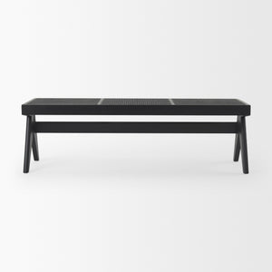 Arvin 59.1L x 17.7W x 18.1H Black Wooden Bench
