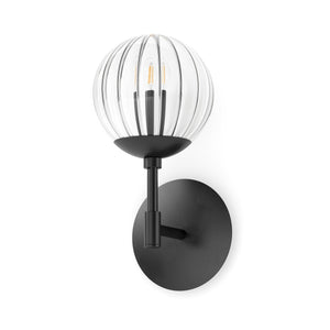 Sunset Sconce In Black Gunmetal And Clear Ribbon Glass