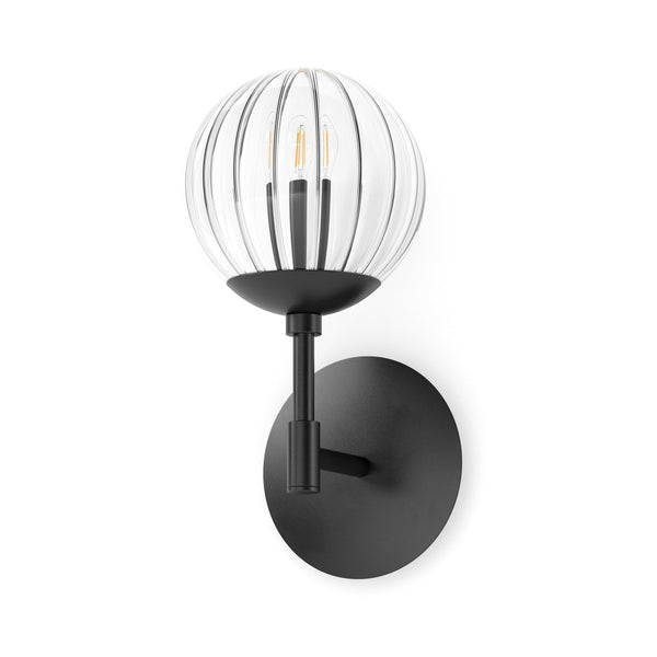 Sunset Sconce In Black Gunmetal And Clear Ribbon Glass