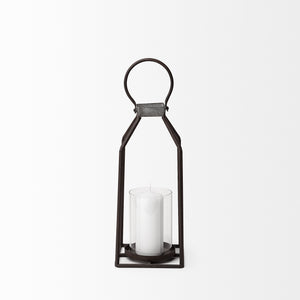Kingston II Small Rustic Metal Framed Table Candle Holder