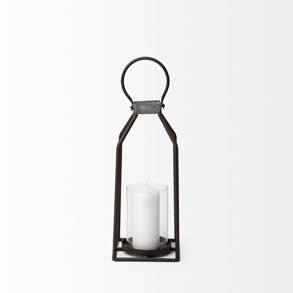 Kingston II Small Rustic Metal Framed Table Candle Holder