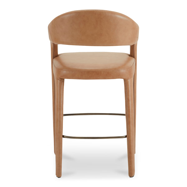 Martens Brown Leather Bar Stool with Barrel Back