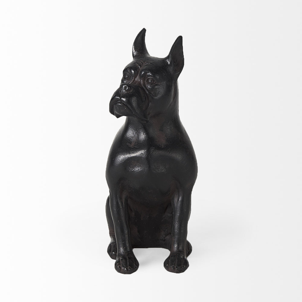 Rocky 4L x 5W Black Resin Boxer Dog