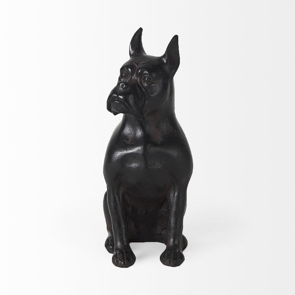 Rocky 4L x 5W Black Resin Boxer Dog