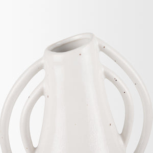 Urvi Tall Off White Speckled Asymmetrical Ceramic Vase