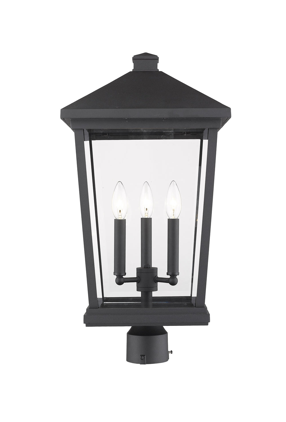 Beacon 3 Light Outdoor Post Mount Fixture in Black Finish
