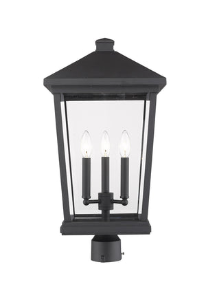 Beacon 3 Light Outdoor Post Mount Fixture in Black Finish