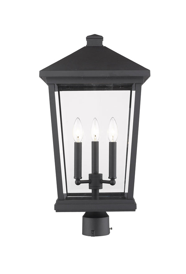 Beacon 3 Light Outdoor Post Mount Fixture in Black Finish