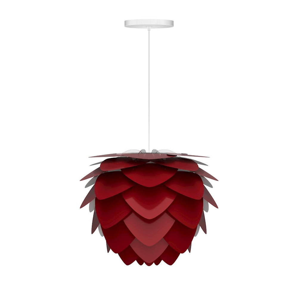 Aluvia Mini Hardwired Pendant in Ruby with White Cord