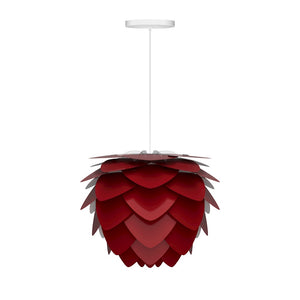 Aluvia Mini Hardwired Pendant in Ruby with White Cord