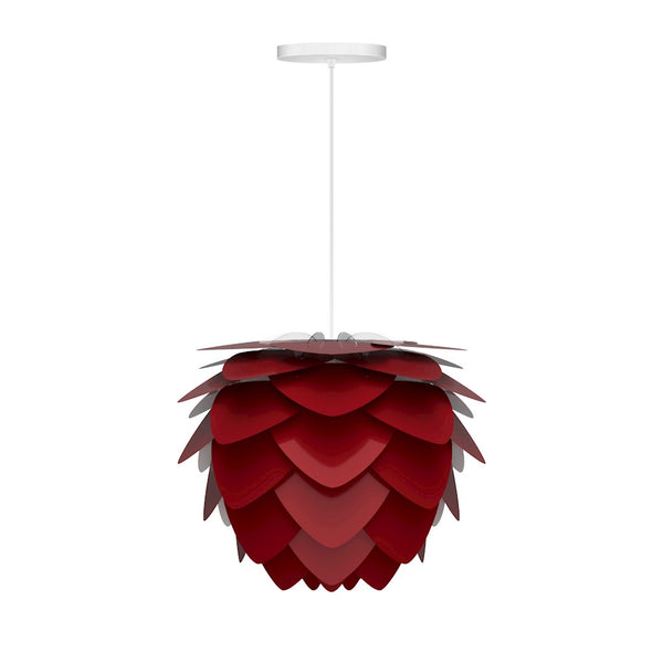 Aluvia Mini Hardwired Pendant in Ruby with White Cord