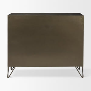 Pandora Dark Brass Metal W/Red Wood 2 Door Accent Cabinet