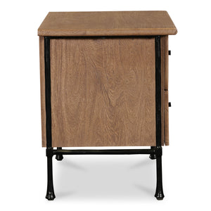 Rene Nightstand in Brown with Iron Legs