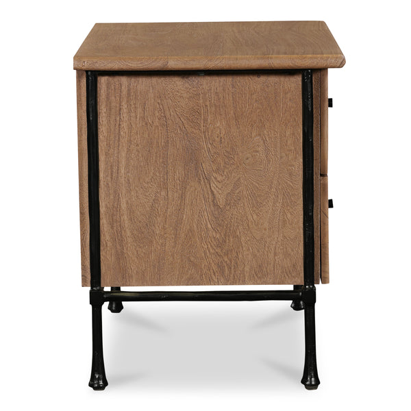 Rene Nightstand in Brown with Iron Legs
