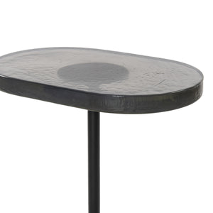 Vinia End Table In Light Blue Cast Glass