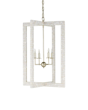 Arietta Chandelier In Mother of Pearl & Contemporary Silver Leaf