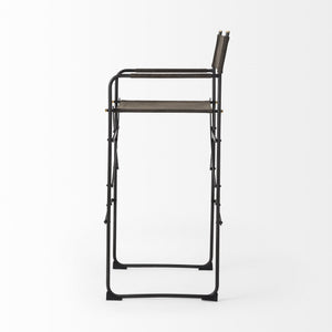 Direttore 19.3L x 19.3W x 44.1H Brown/Gray Suede W/ Metal Frame Bar Stool