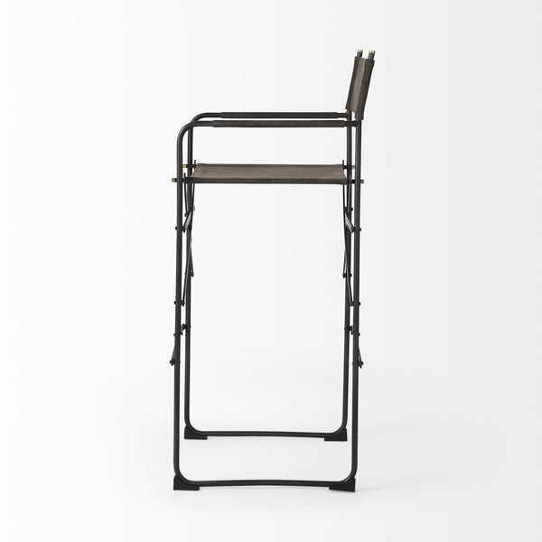 Direttore 19.3L x 19.3W x 44.1H Brown/Gray Suede W/ Metal Frame Bar Stool
