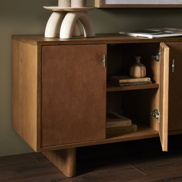 Posada Media Console In Amber Oak
