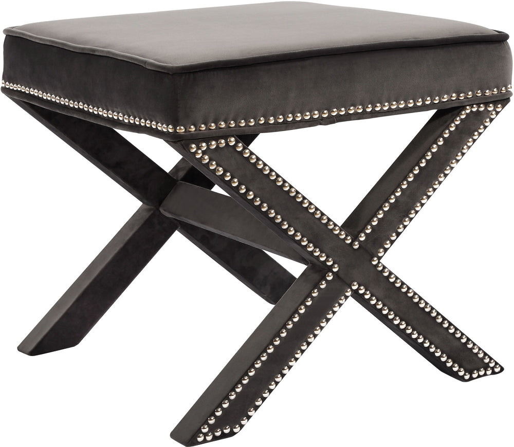 Alan Ottoman/Bench In Grey Velvet