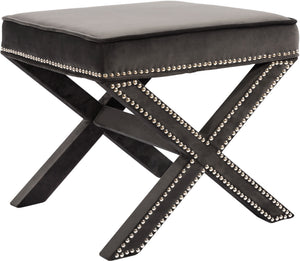 Alan Ottoman/Bench In Grey Velvet