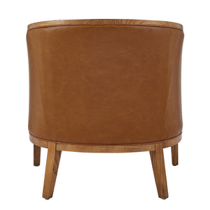 Tillman Faux Leather/Linen Accent Arm Chair, Casa Caramel/Shortbread