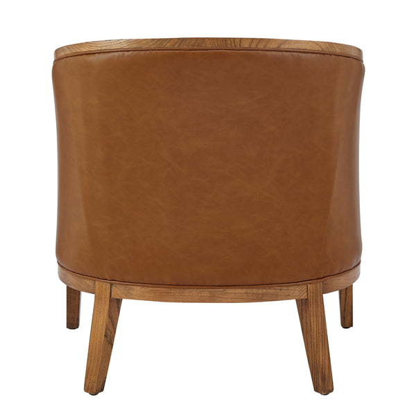 Tillman Faux Leather/Linen Accent Arm Chair, Casa Caramel/Shortbread