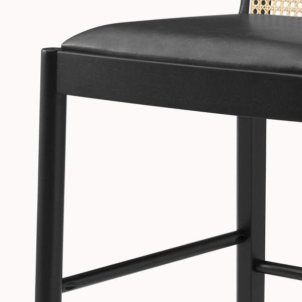 Donna KD Faux Leather Rattan Counter Stool, Casa Black