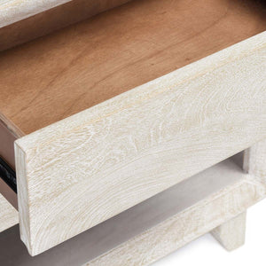 Reece Solid Wood Nightstand with Shelf - Seashell White