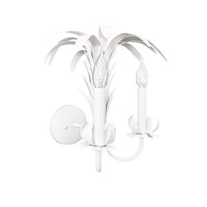 PALM SPRAY TWO ARM TOLE WALL SCONCE IN MATTE WHITE POWDER COAT