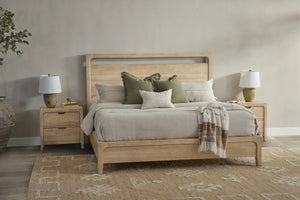 Laguna Solid Mango Wood Bed with Cutout Headboard - Queen