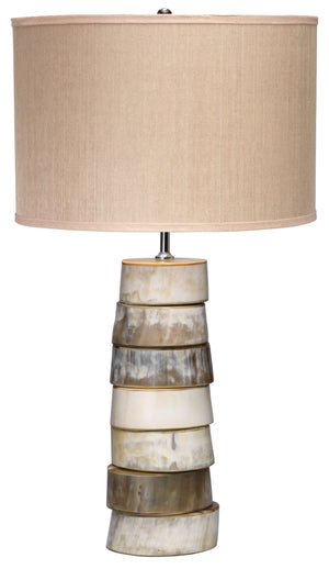 Stacked Horn Table Lamp with Elephant Drum Shade