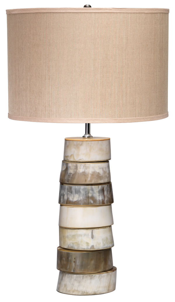 Stacked Horn Table Lamp with Elephant Drum Shade