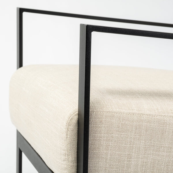 Stamford Light Beige Upholstered Seat w/ Wood Back, Metal Frame Accent Chair