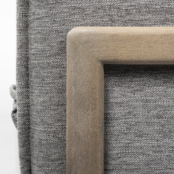 Roy II Castlerock Gray Upholstered and Brown Wood Frame Arm Chair